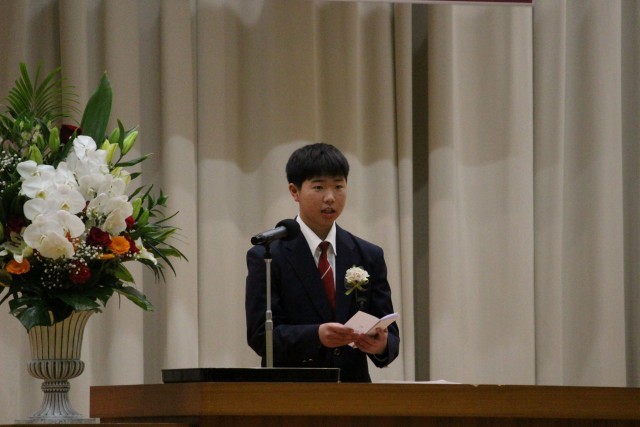 しっかりと答辞が述べられました。